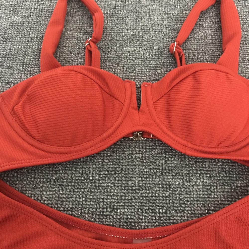 Red Padded Underwire Bikini Swim Suit - Picture 5 of 7
